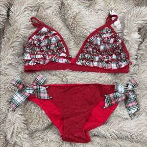 NWT Victoria's Secret - Christmas Red and Plaid Bikini Set